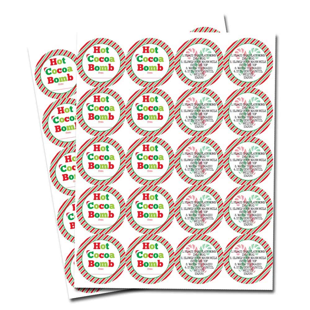 Amazon.com: Candy Cane Themed Hot Cocoa Bomb Sticker Labels, Total of 40 2"  Circle Stickers (20 sets of 2) by AmandaCreation : Home & Kitchen