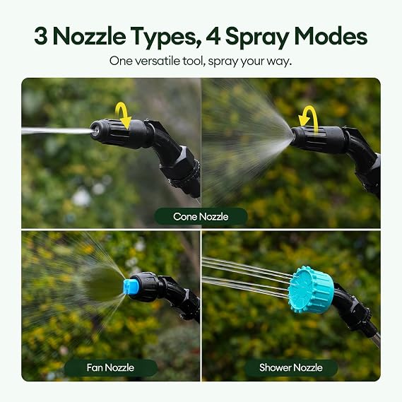Maygrove 2 Gallon Electric Garden Sprayer, Battery Powered Sprayer with 3 Nozzles, Rechargeable Telescopic Wand, One-Button Spraying for Yard, Lawn, Weed Control