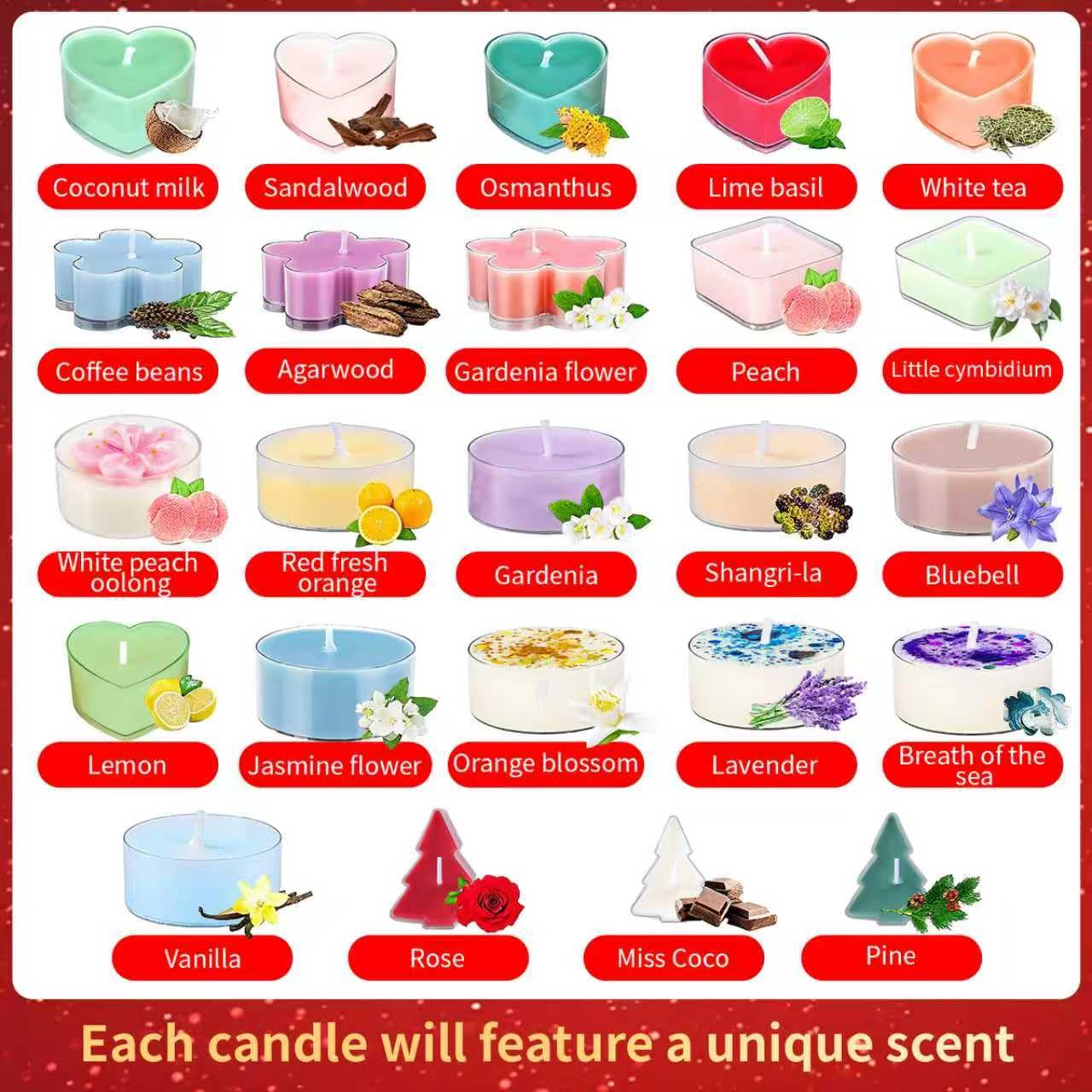 Calendario Avvento 2025 Candele, Conto Alla Rovescia di 24 Giorni Calendario Avvento 2025 Donna, Candele Profumate, Regalo Natale per Mamma, Moglie, Sorella, Fidanzata (Multi