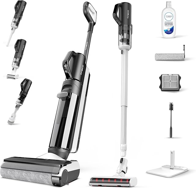 Tineco Floor one S5 Combo Power KIT odkurzacz do pracy na mokro i na sucho, bezprzewodowy odkurzacz do usuwania plam, sierści zwierząt, do twardej podłogi, biura, wielofunkcyjny, ultralekki, wyświetlacz LED, Wi-Fi, aplikacja