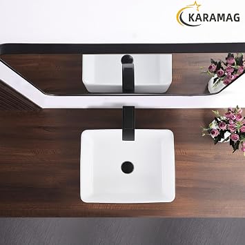 Modern Porcelain Above Counter White Ceramic Bathroom Vessel Sink,Art Basin Wash Basin for Lavatory Vanity Cabinet (48.5X37.5X14CM)