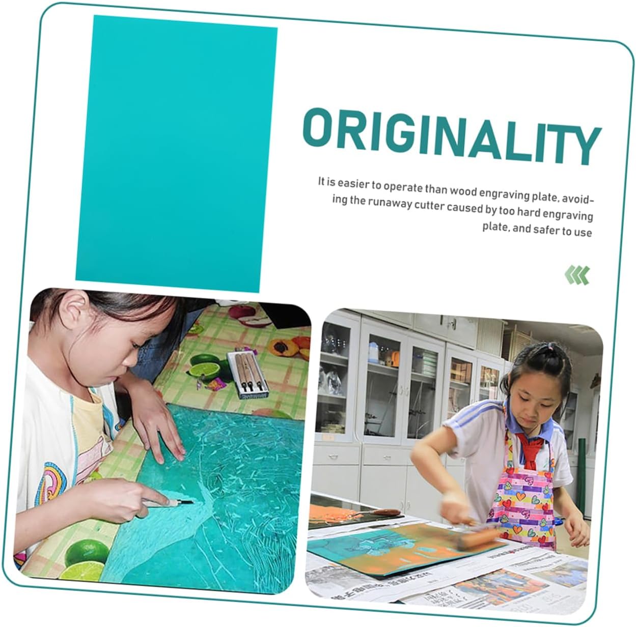 Homoyoyo Educational Boys and Girls Carving Sheets Set PVC Printmaking Board for Safe Engraving Fun