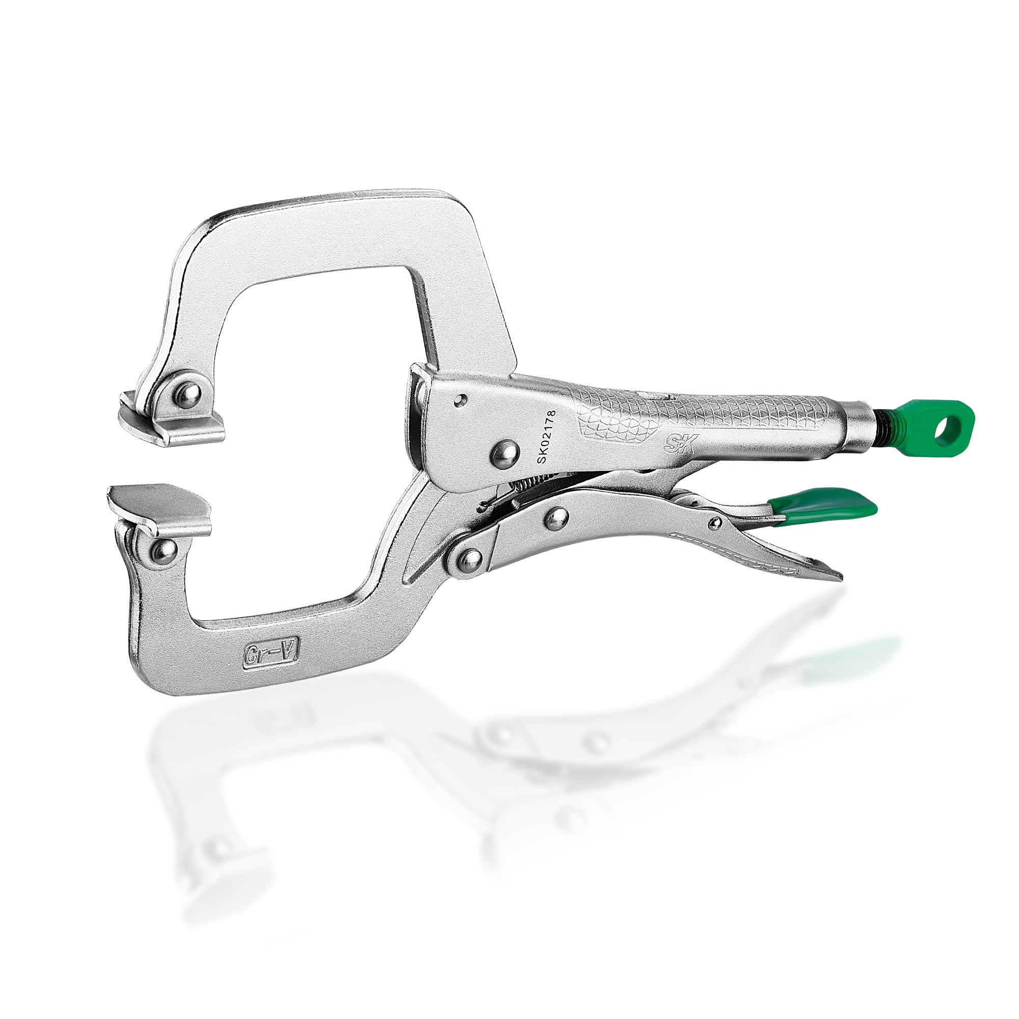 SK 11" C-clamp Locking Pliers with Swivel Pads, Premium CR-V Construction, Ergonomic Anti-slip Handle