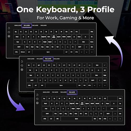 Miniatura 7 de XVX HE68 Max Teclado de disparo rápido 60% por ciento, teclado de efecto Hall con interruptor magnético de jade Max Gateron, marco de aluminio CNC,