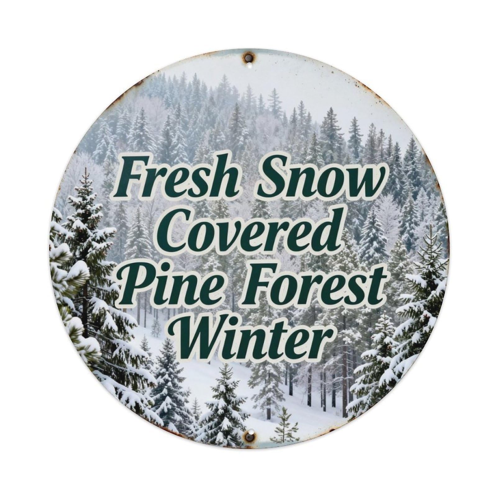 Fresh Snow Covered Pine Forest Winter Metal Tin Sign Plaque