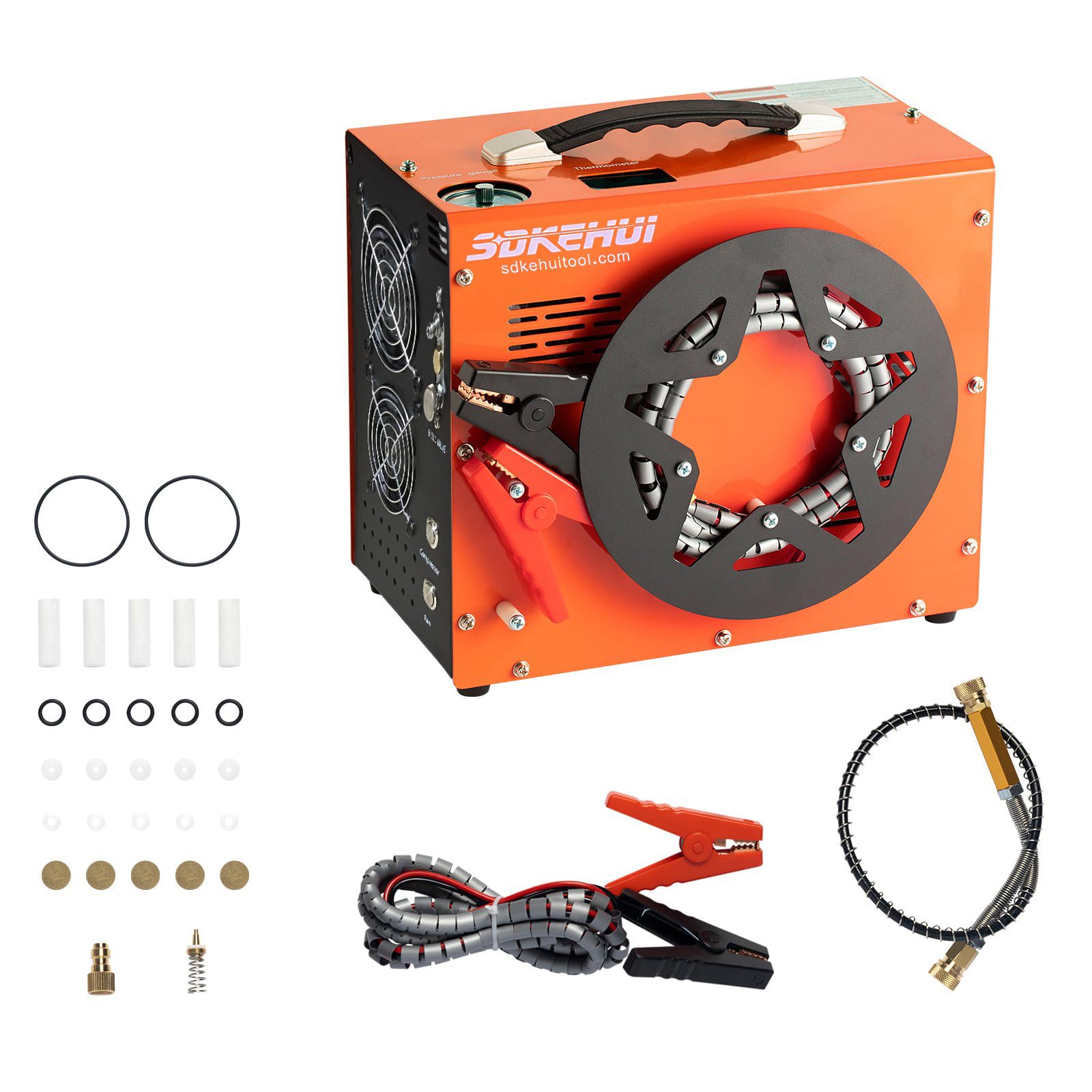 PCP Air Compressor, 4500PSI/30Mpa Portable PCP Compressor with Built-in DC12V/AC220V Power Converter, Auto-Stop, Oil & Water-Free Compressor Pump