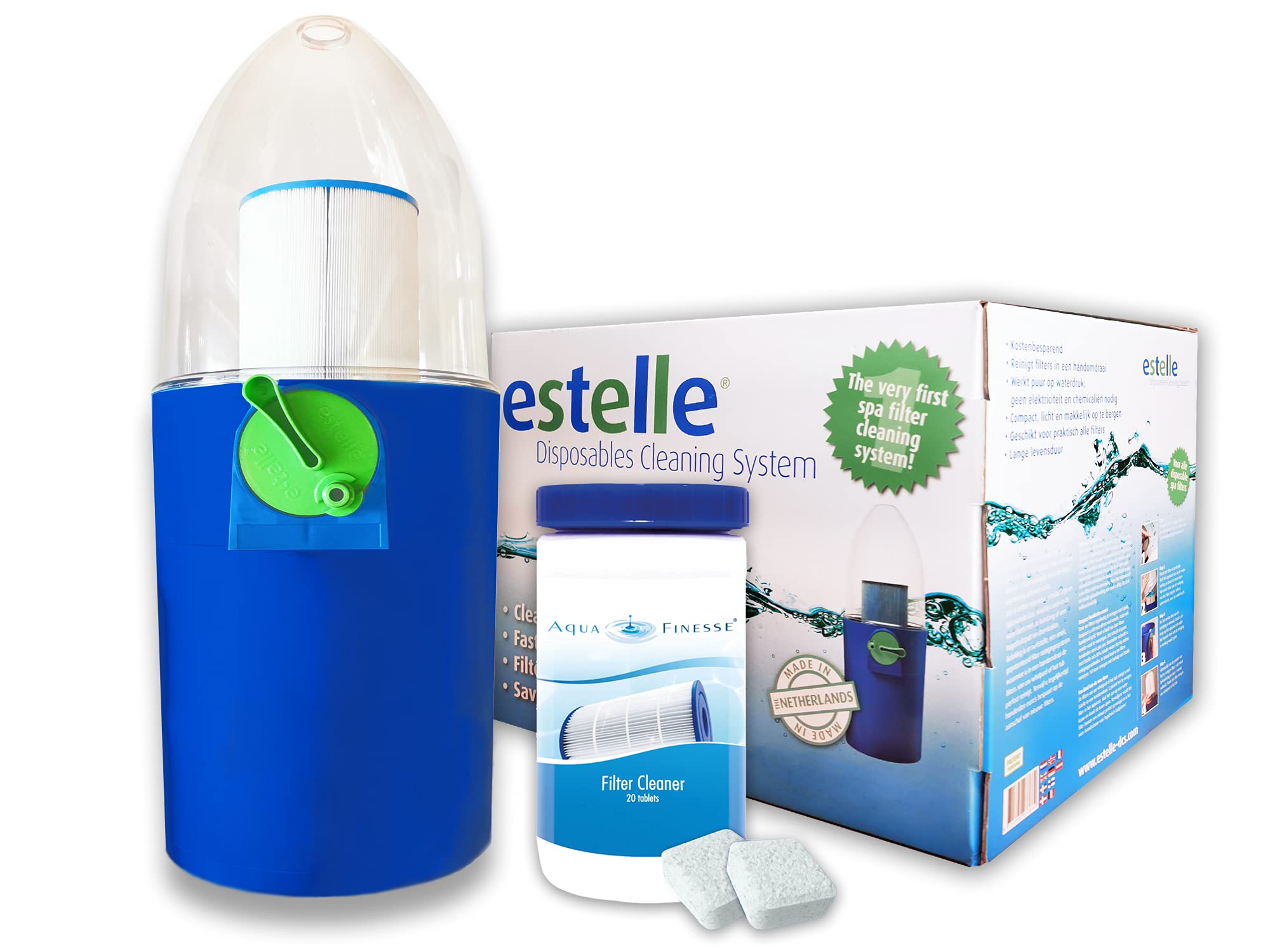 Estelle Filter Reinigungssystem für Whirlpool Filter + AquaFinesse Filterreiniger Tabs