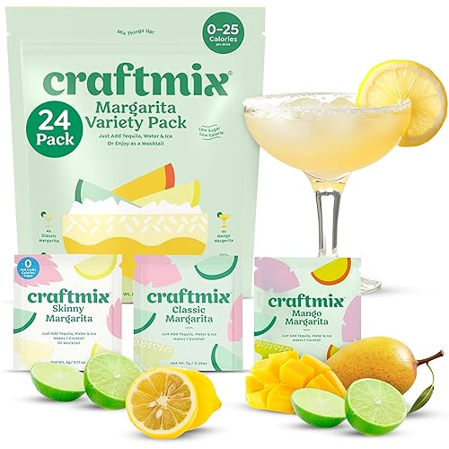 Miniatura 11 de Craftmix - Mezcla para preparar margarita baja en calorías, para 12 cócteles, cero azúcar, carbohidratos netos y calorías, con fruta real, vegana
