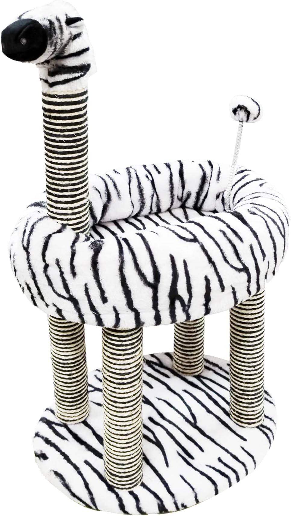 Emily Pets Cat Scratching Tree and Scratching Post Carpeted Natural Sisal Tower with Platform and Hanging Ball Cat Furniture Made for Kitten and Small Cat for Exercise Zebra
