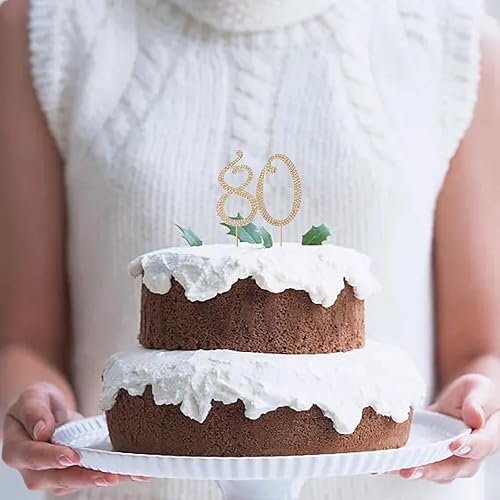 Miniatura 6 de Honbay Decoración de pastel de 80 cumpleaños con diamantes de imitación de aleación brillante para decoración de pastel de cumpleaños 80 o fiesta de