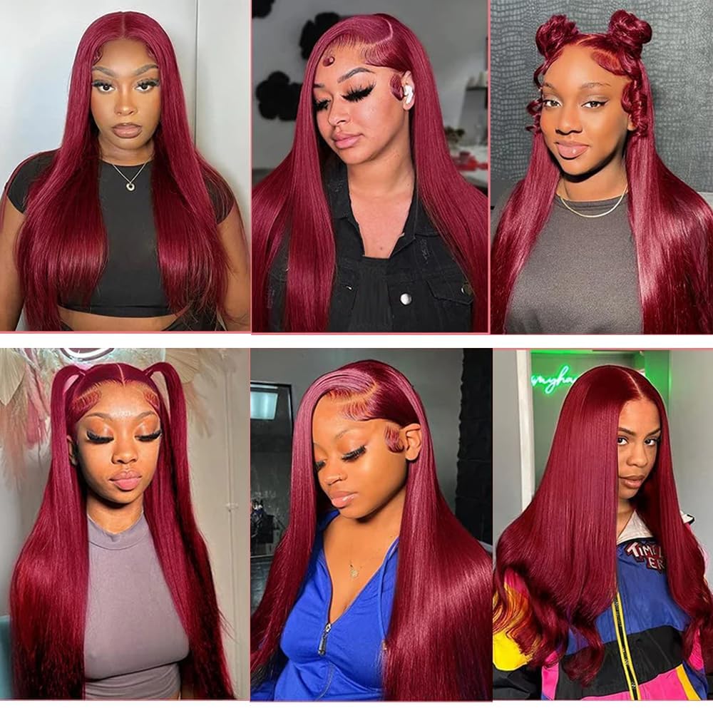 99j Straight Bundles Burgundy Human Hair Bundles Double Weft Unpeocessed Brazilian Virgin Human Hair Extensions Burgundy Straight Bundle 12 14 16 Inch