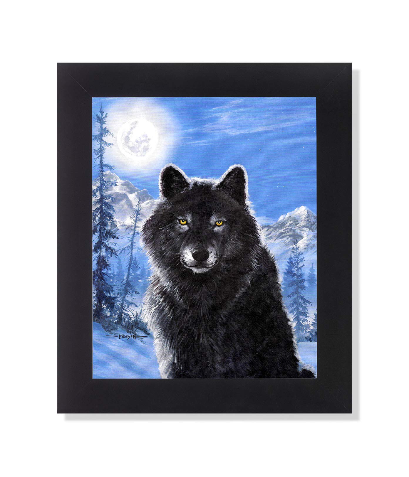 Amazon.com: Black Wolf in The Snow in Moonlight at Night Black