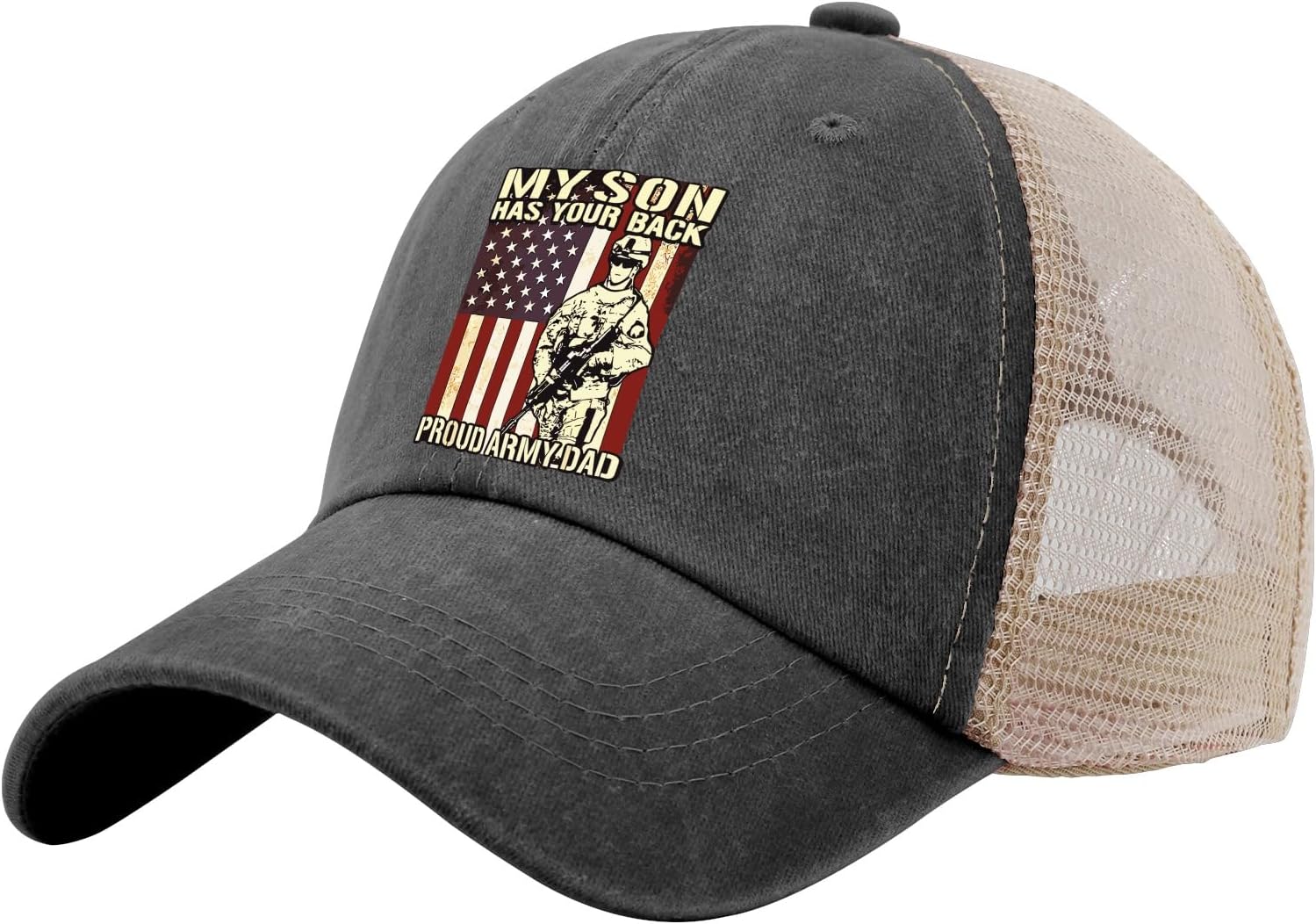 My Son Has Your Back Proud Army Dad Sun Hat American Hat Mens Beach Hat Gifts for Dad Running Hats - Image 2
