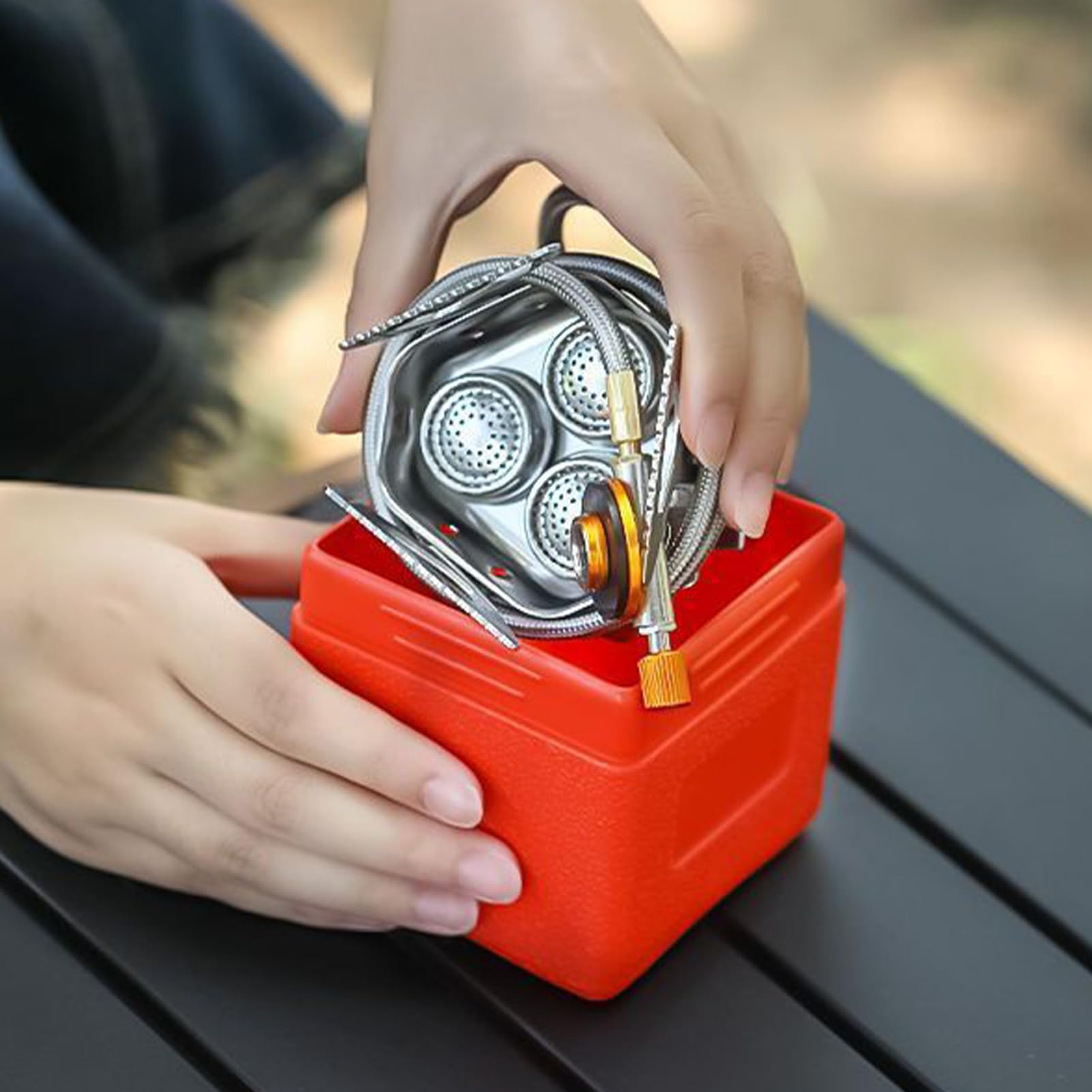 Réchaud de camping avec allumage piézo, chauffage pliable