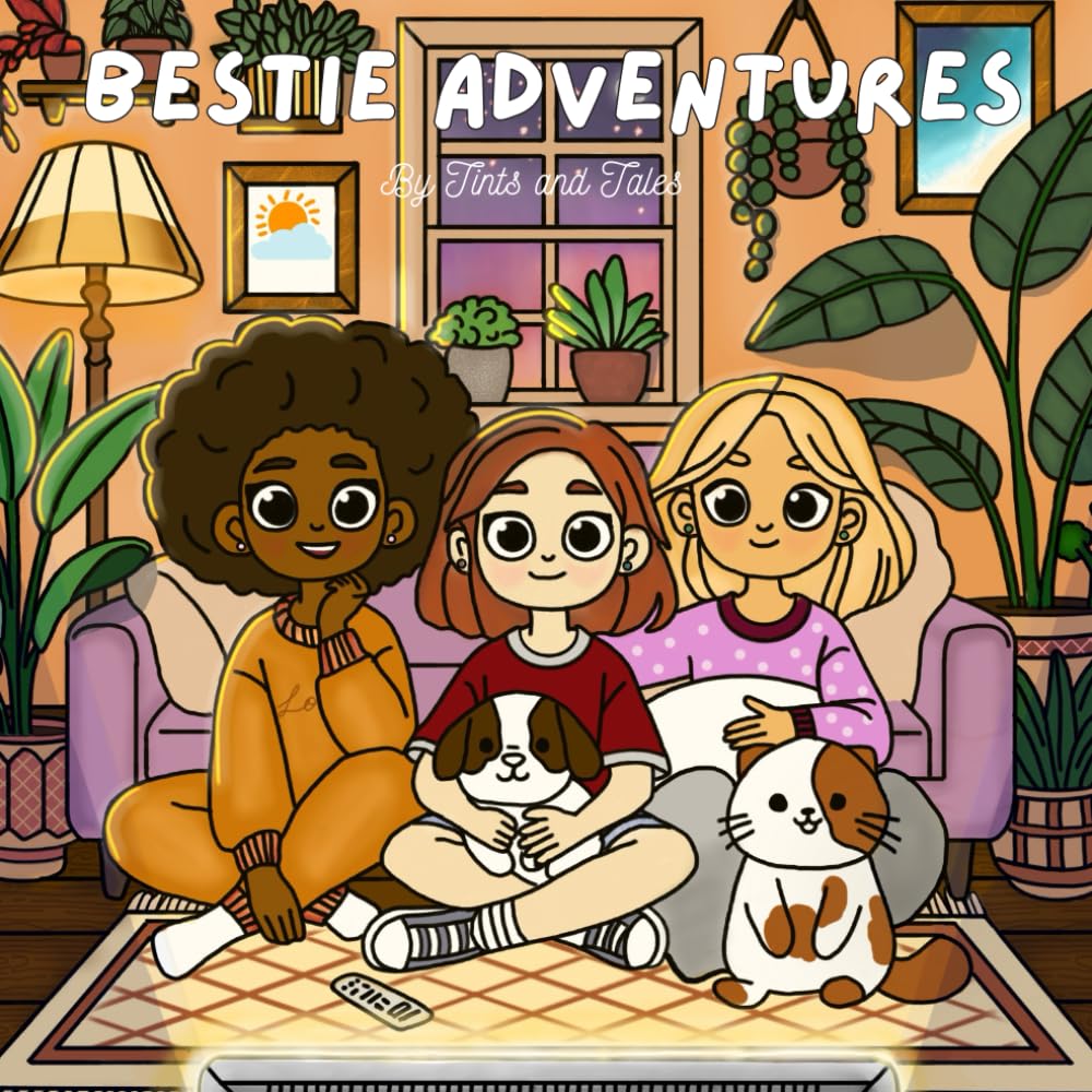 Bestie Adventures: Colouring Book for Adults and Teens Featuring Super Cute Characters with Fun Cosy Designs for Relaxation (Tints and Tales)