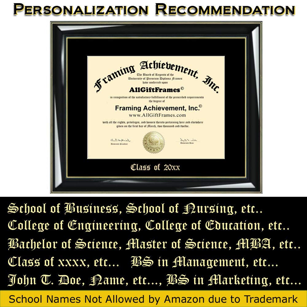 Custom Certificate Holder Personalized Emboss School Graduation Frames Diploma College Majestic Black Gold Accents Matted License Case College Degree