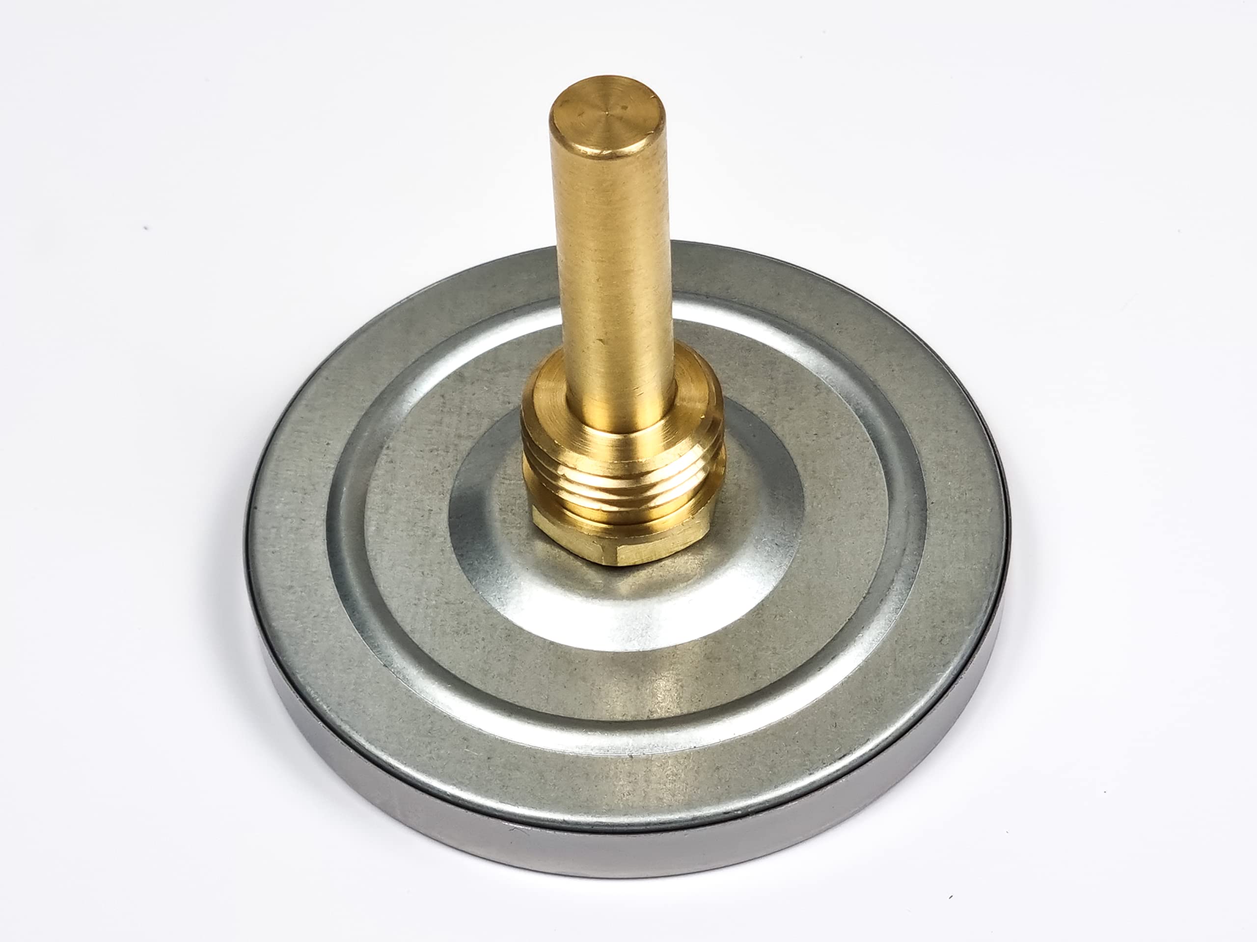 Termómetro bimetálico 0-120 °C, diámetro 80 mm, con manguito de inmersión 11 mm x 40 mm, conector trasero de 1/2"