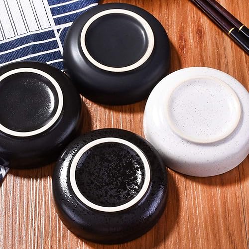 Miniatura 7 de Juego de 4 platos japoneses de salsa de soja retro de cerámica, juego de platos de sushi para condimentos de ensalada y especias