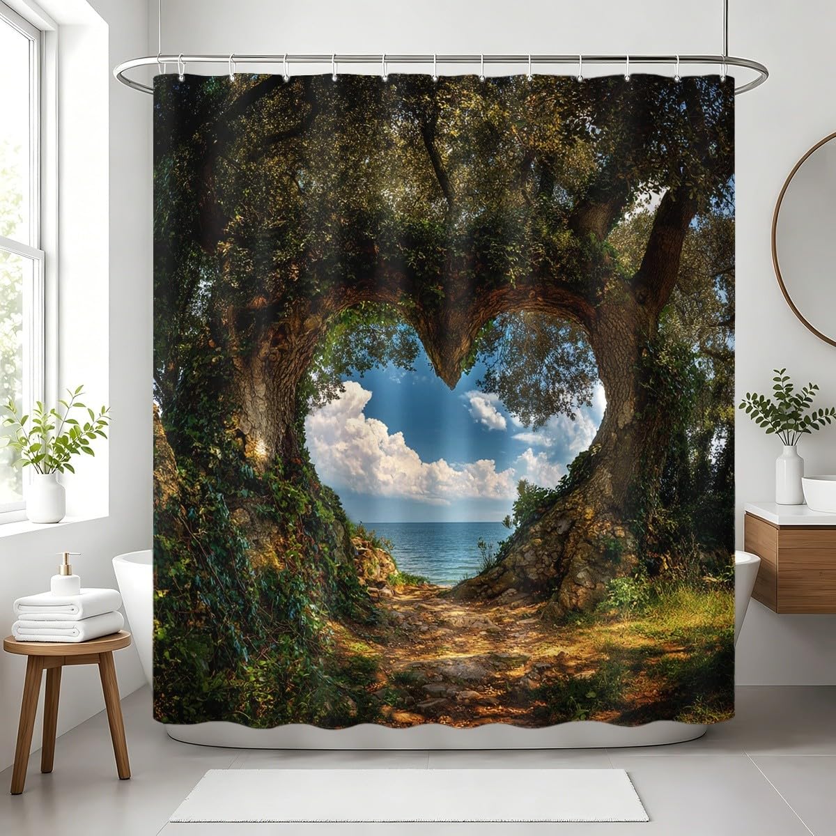 Generico Tenda Doccia 240x200 cm Verde Poliestere, per Bagno, Casa e Hotel