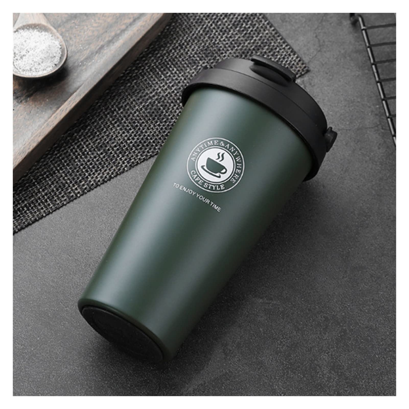 Taza de café de Gran Capacidad de 500 ml con Tapa y asa, Regalo Creativo de Navidad y Año Nuevo, de Acero Inoxidable.