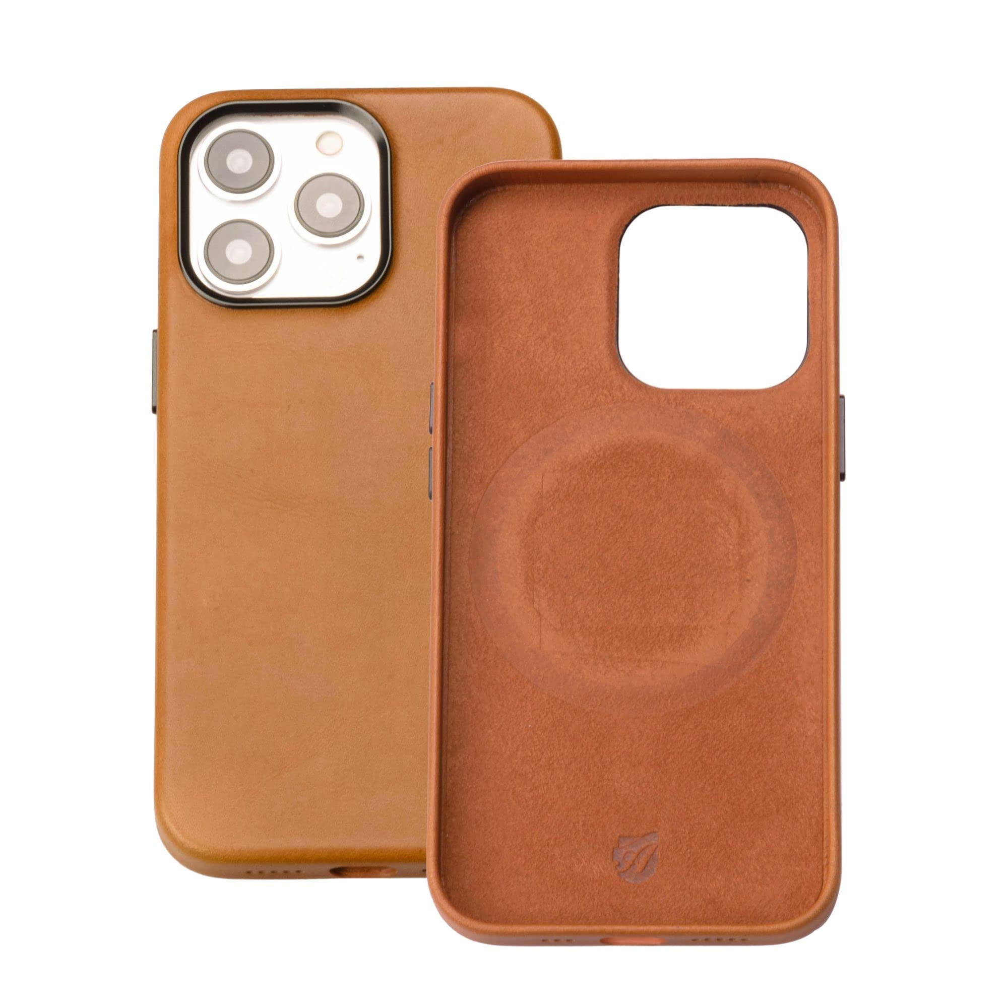 Axess WalletsAxess Wallets iPhone Leather Case, Compatible with MagSafe and Wireless Chargers, Premium Quality Italian Leather with Anti-Scratch and Shockproof Frame (iPhone 13 Pro, Caramel)