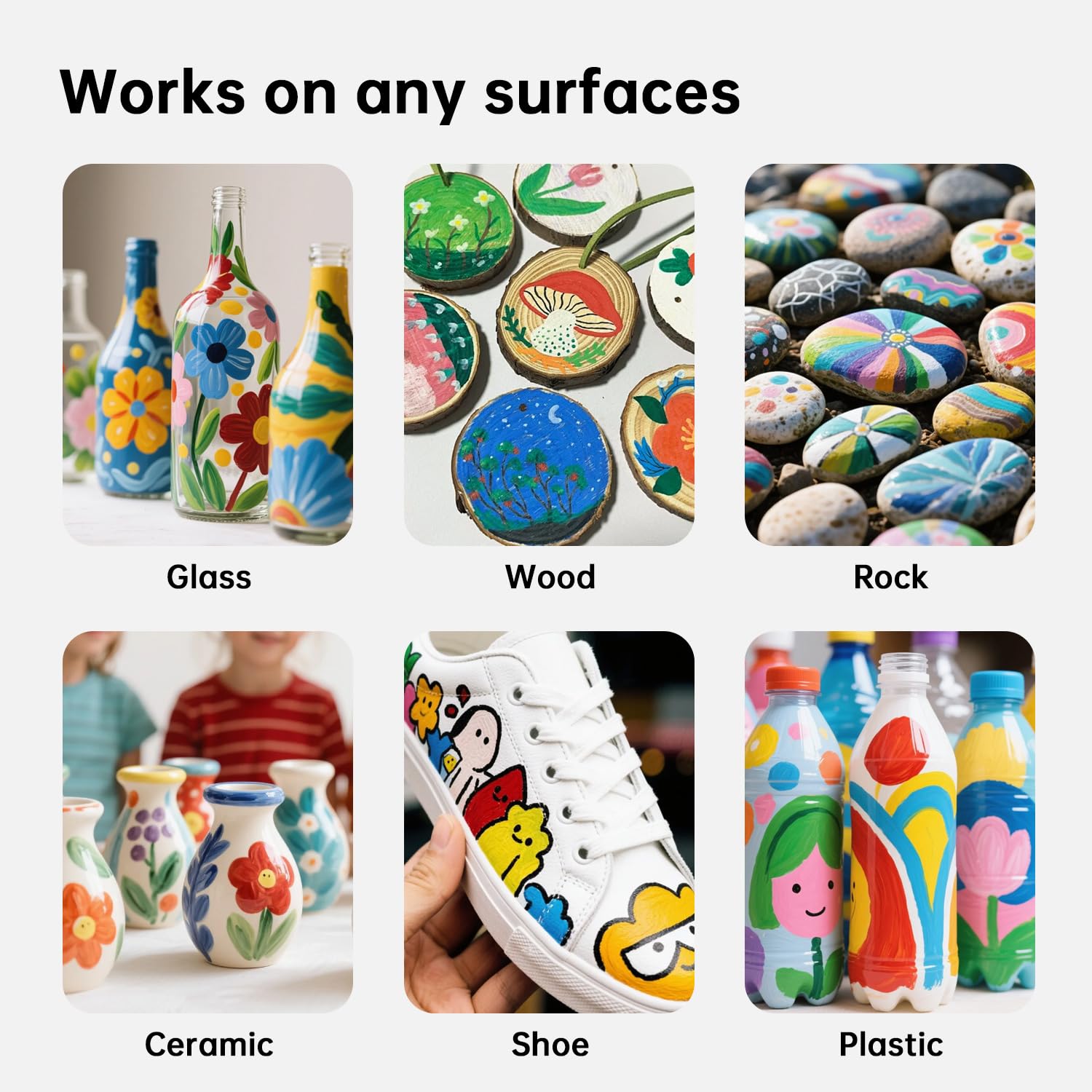 hhhouu Set di 100 Pennarelli Acrilici – Doppia Punta Fine e Tonda – Pennarelli Permanenti per Pietra, Legno, Vetro, Ceramica, Tela, Metallo, DIY e Scrapbooking HO-AM100