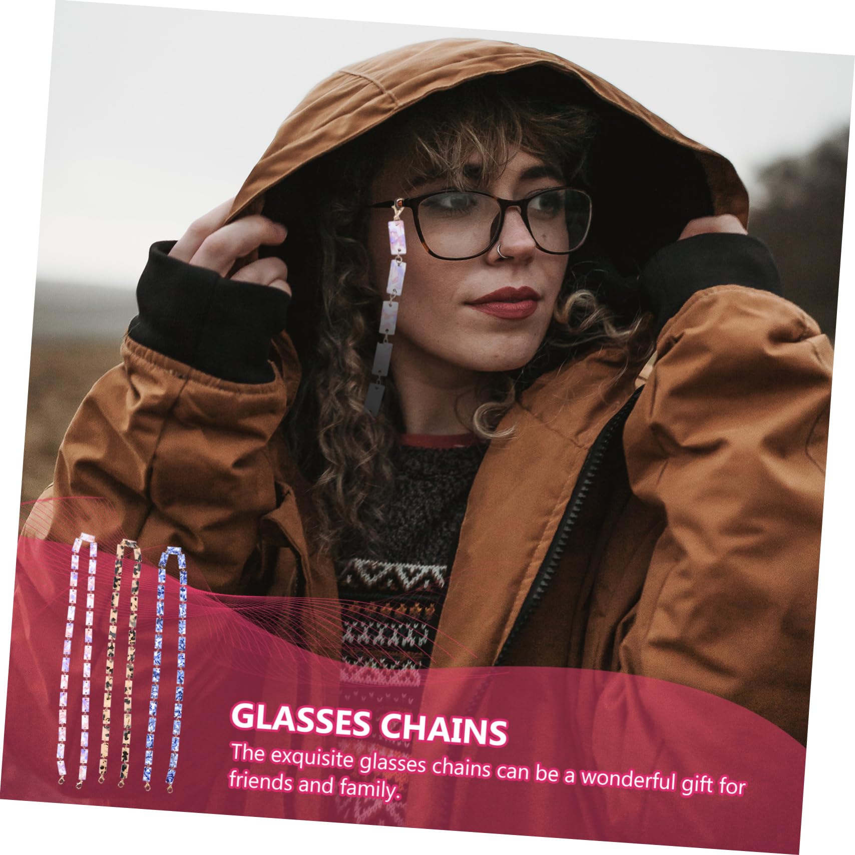 FRCOLOR Gafas De Acrílico Collares Decorativos Para Lentes Y Resistentes Estampado