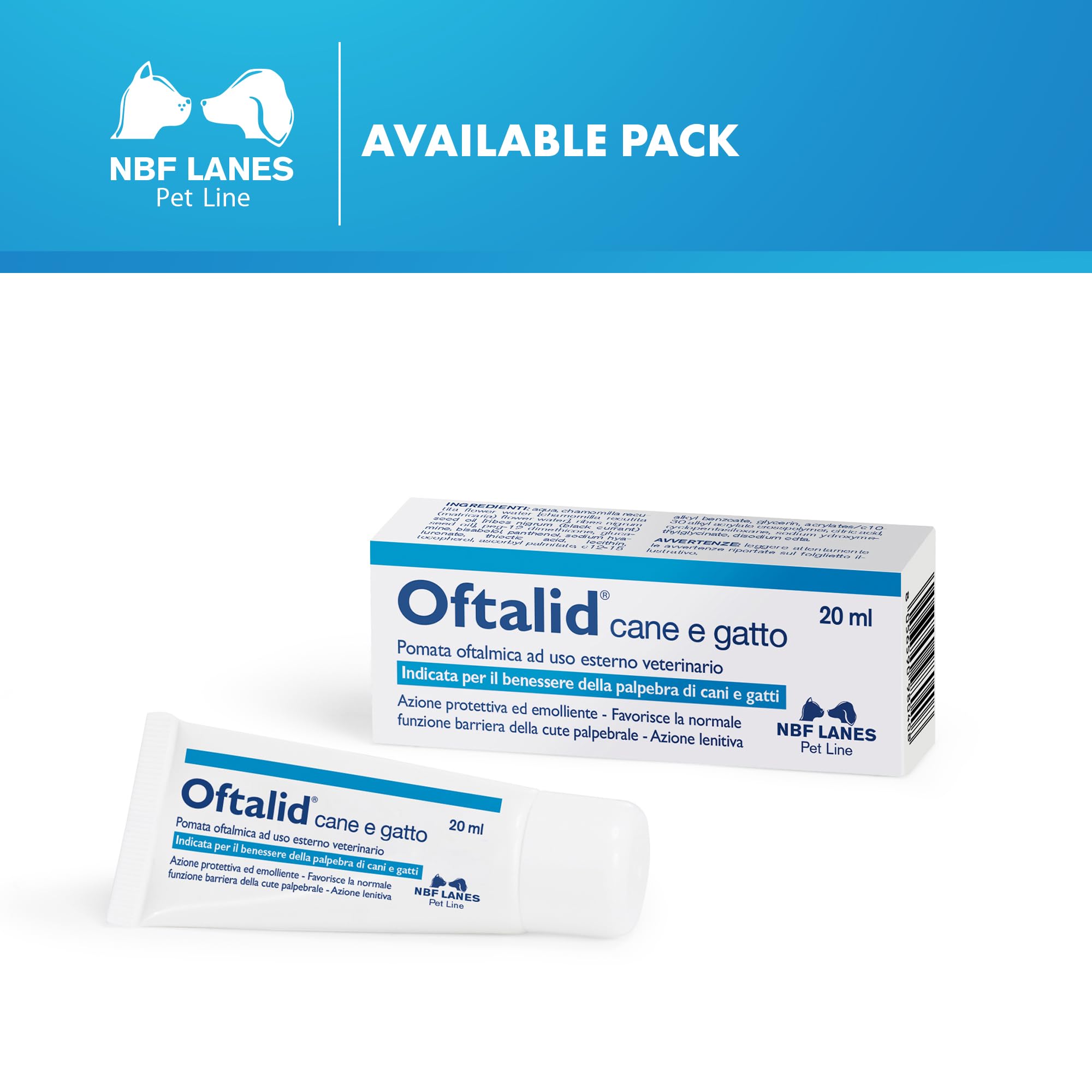 NBF Lanes | Oftalid Hund und Katze Augensalbe 20 ml für das Wohlbefinden des Augenlids von Hunden und Katzen