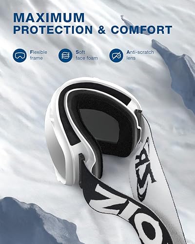 Miniatura 7 de ZIONOR Lagopus Gafas de protección UV para esquí y snowboard, antiniebla, para hombres, mujeres, jóvenes