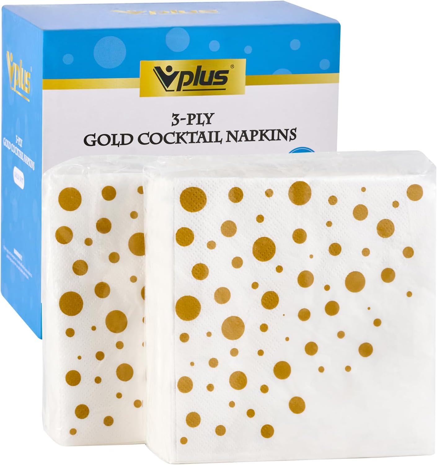 Vplus 500 Pack Cocktail Napkins Paper, 3-Ply Beverage Napkins, Disposable White Square Napkins, Perfect for Restaurant, Event, Bar, Wedding, Baby Shower and Daily Use