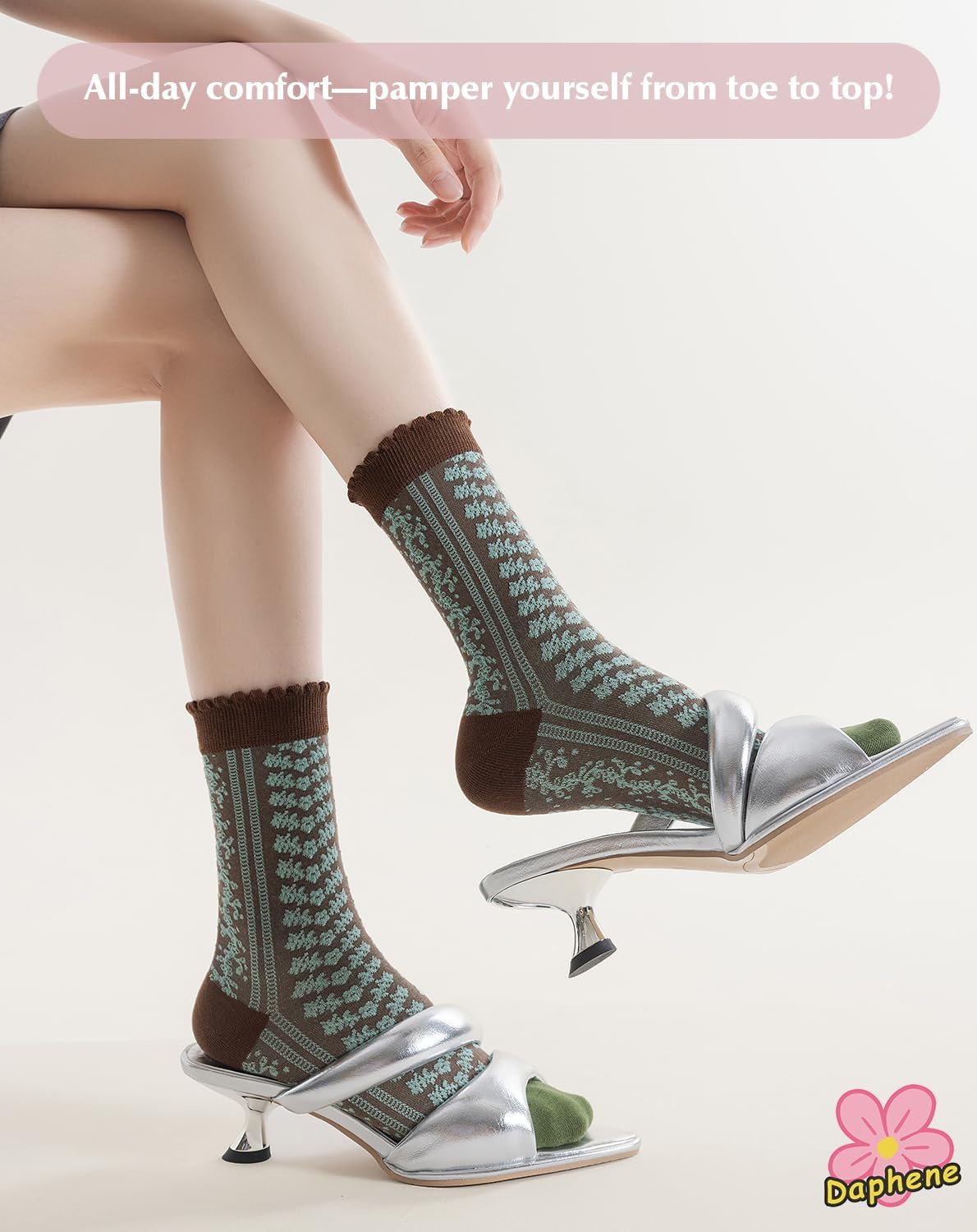 Daphene Women's Cute Crew Socks All Season | Premium Combed Cotton Breathable Cozy Soft | Fun Cartoon Designs | Holiday Gift - Image 6