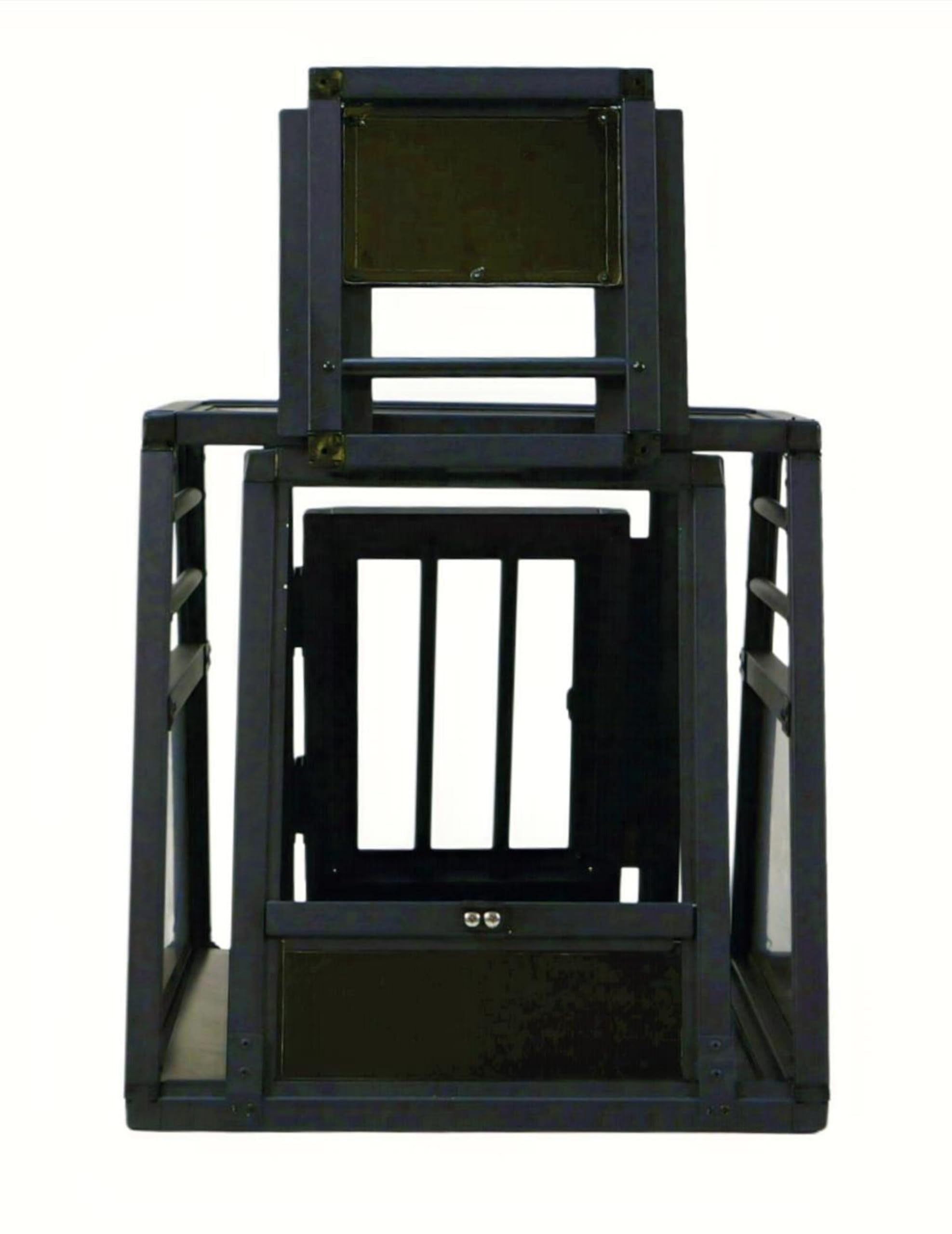 DOGHEAD Hundetransportbox Proline, Single 50x60x50 cm, Schwarz, Aluminium, Beidseitig Abgeschrägt 75°, mit Notausstieg