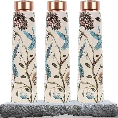 Miniatura 7 de Botella de agua de cobre puro para agua potable, extra grande de 34 onzas de boca ancha, botella de agua de cobre ayurvédico martillado, hecha a