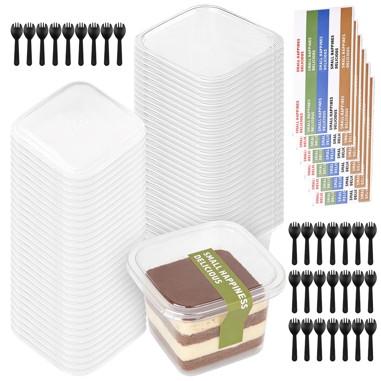 Rthynti Plastic Dessert Cups with Lids, Clear Parfait Appetizer Cup — image 1