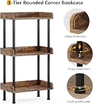 Hosfais Bookshelf Small Book Shelf, 3 Tier Wood Bookcase Industrial Bookshelf Metal Standing Book Shelves Display Book Rack for Living Room Bedroom Home Office (Rustic Brown)