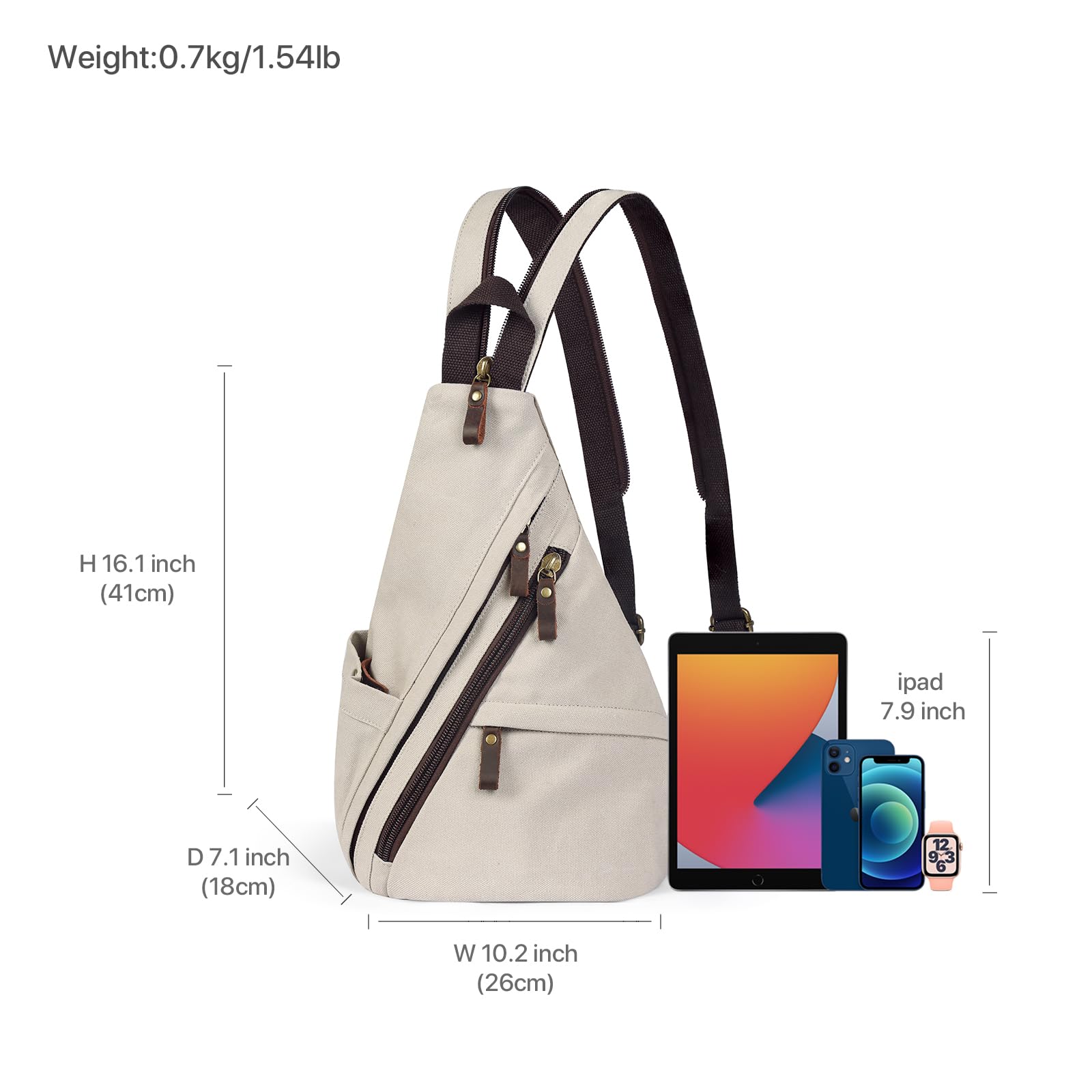 Zaino Monospalla Uomo Donna in Tela/Pelle Vintage, Borsa a Tracolla Convertibile 3 in 1, Zainetto Petto Marsupio Casual per Viaggio, Bici, Trekking e Lavoro