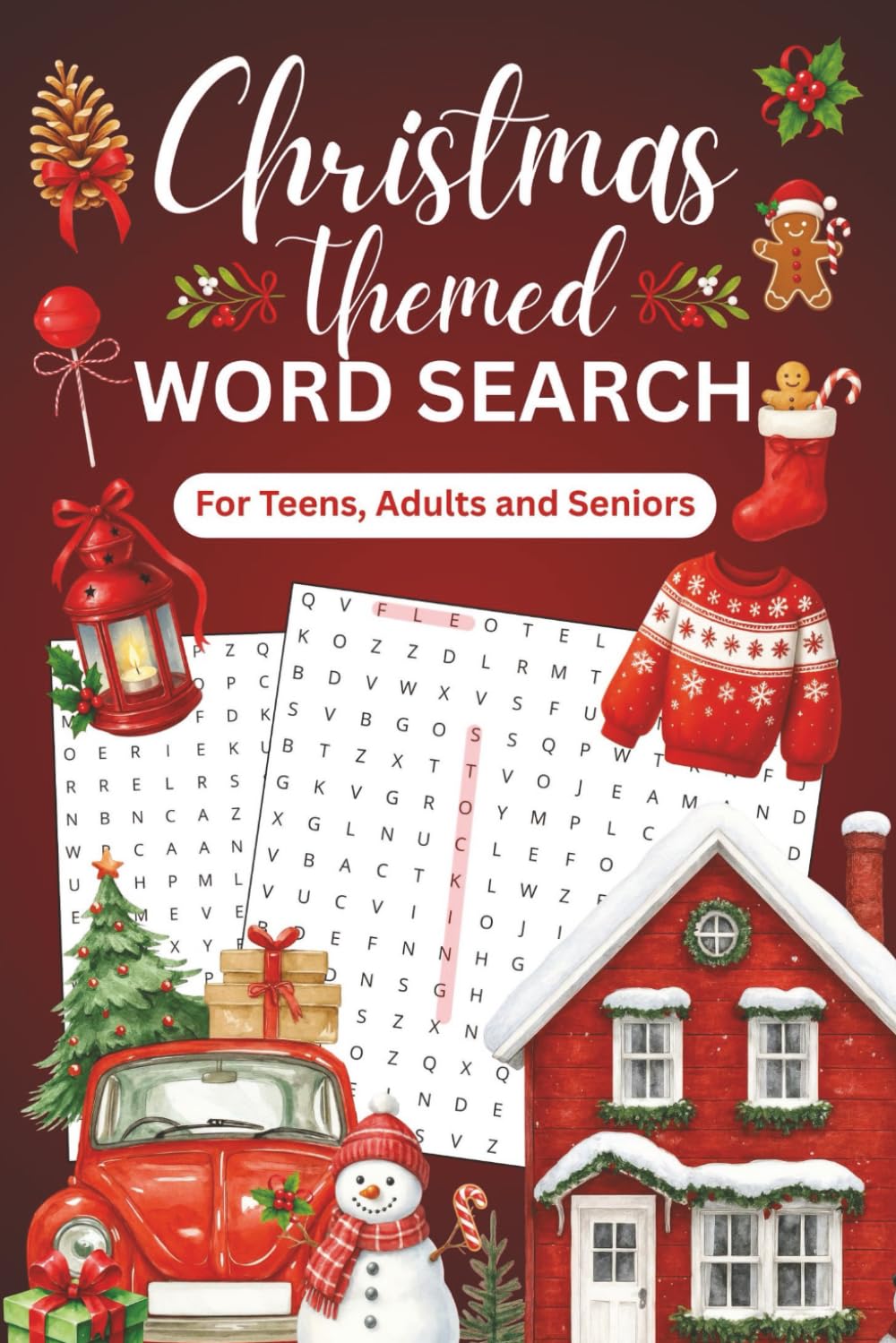 Christmas Word Search: 1800+ Words, Christmas and Winter-Themed Word Search Puzzles for Teens, Adults and Seniors, Fun Holiday Activity Book with Solutions