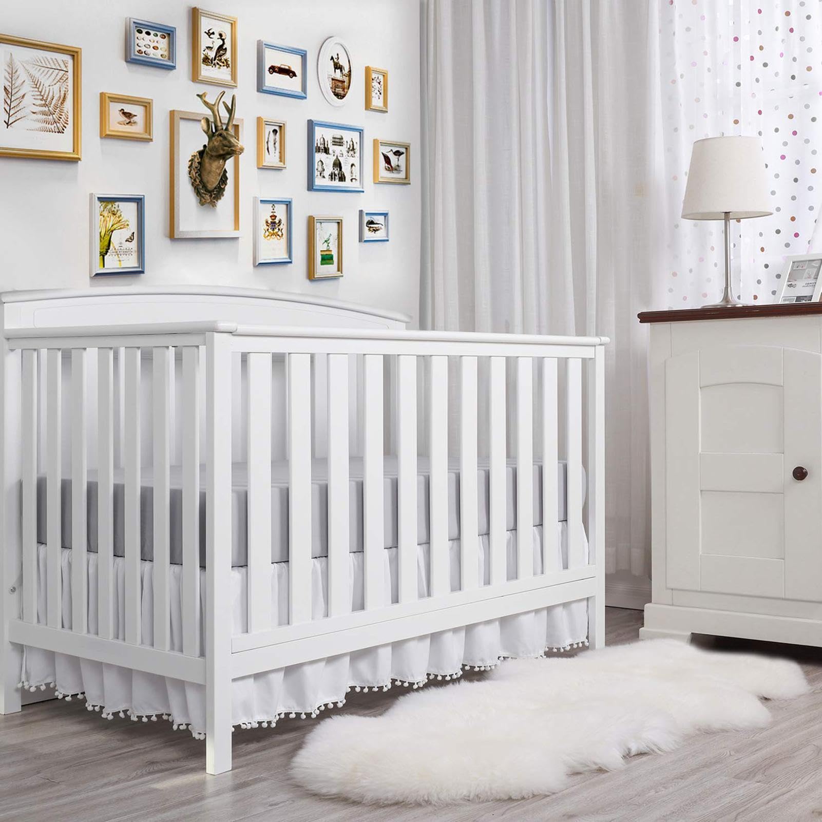 Jupe Lit À Volants pour Bébé - Tour De Lit Rembourré pour Berceau, Jupe De Lit De Berceau Douce Et Respirante, Volants Anti-poussière pour Berceau, Housse Lit Élastique pour Bébé