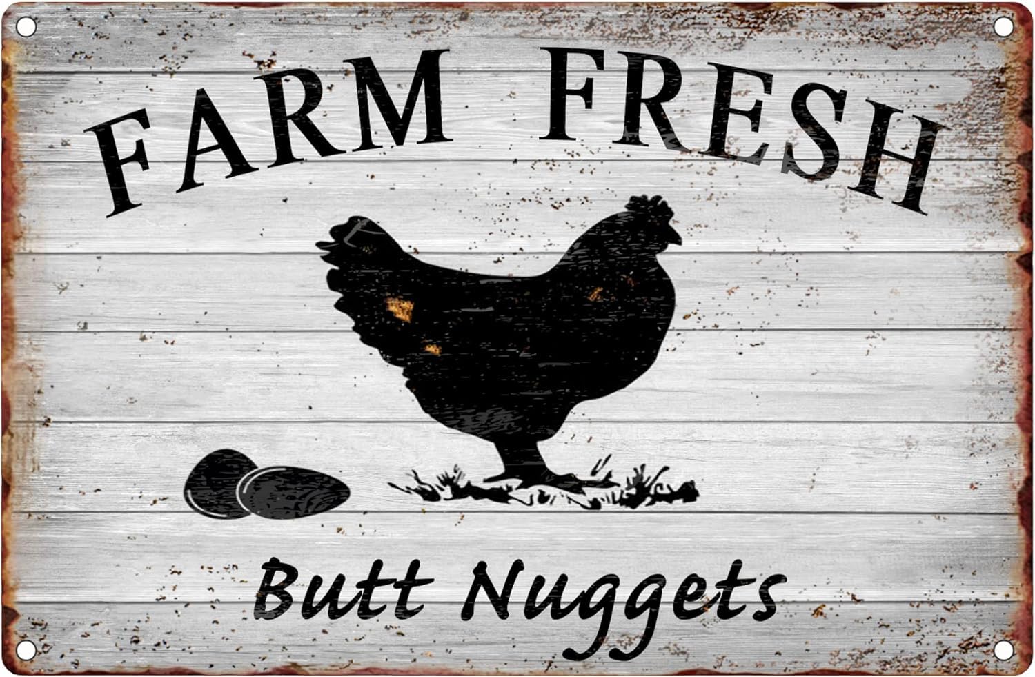 peiyeety Vintage Metal Tin Sign Funny Farm Vintage Chicken Metal Sign Suitable For Farm Cafe Home Wall Decor Suitable For Bedroom Restaurant Bathroom Indoor-Outdoor Bar Cafe 8"x12"
