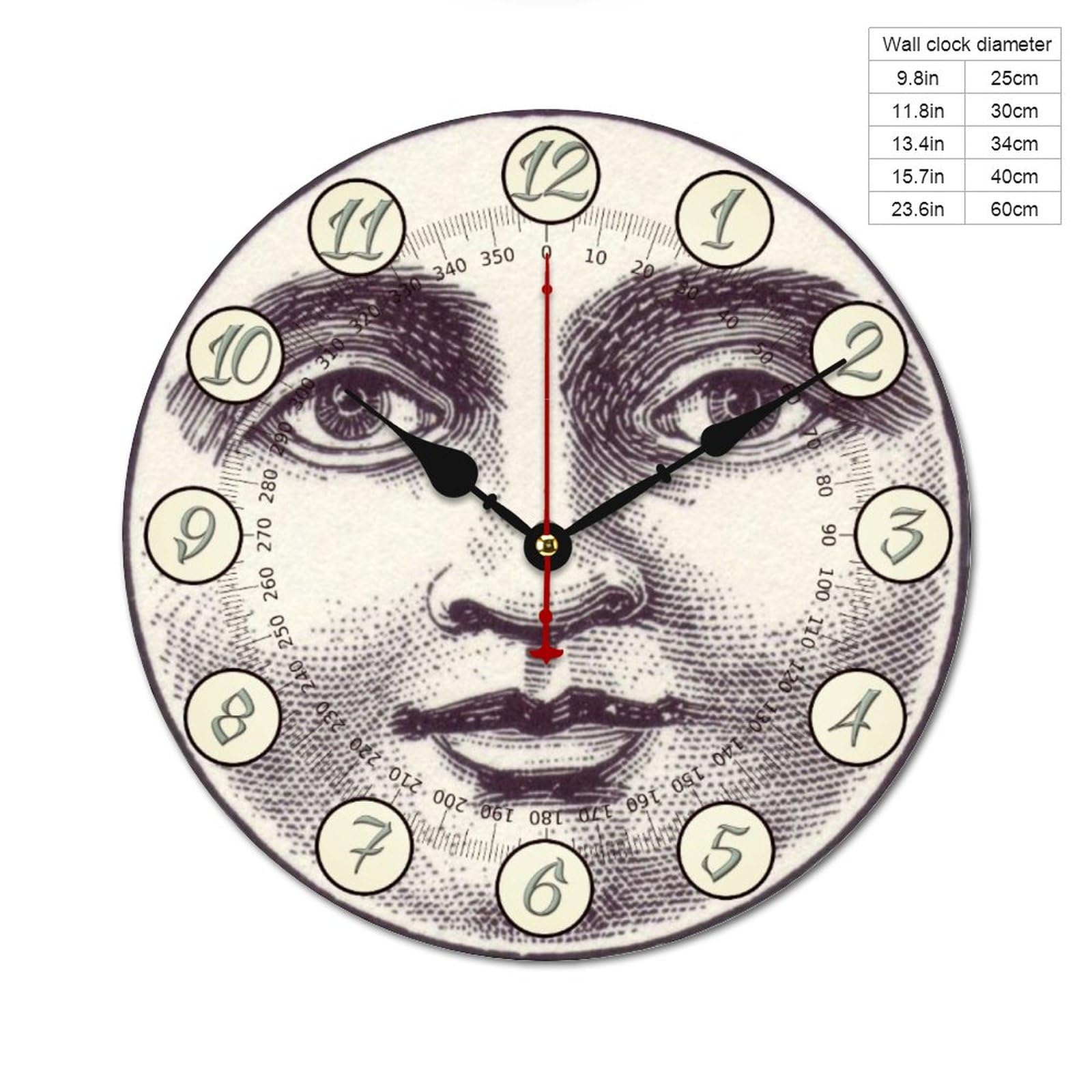 Amazon.co.jp: ヴィンテージ満月顔【12inch】壁掛け時計 掛け時計 音が
