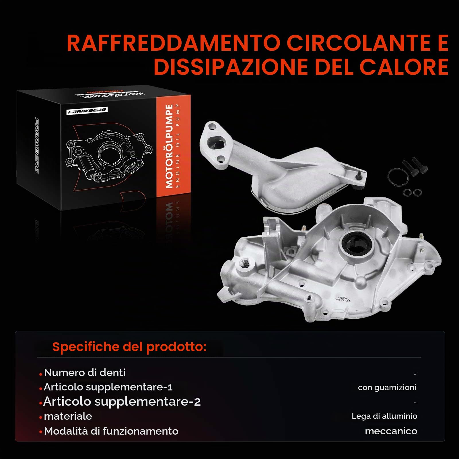 Frankberg pompa dell'olio | Compatibile con: Idea 350, Cinquecento 170, Box/Hatchback 141, Van 312 519, Bravo I 182, 312 319, Punto Van 176, Altro