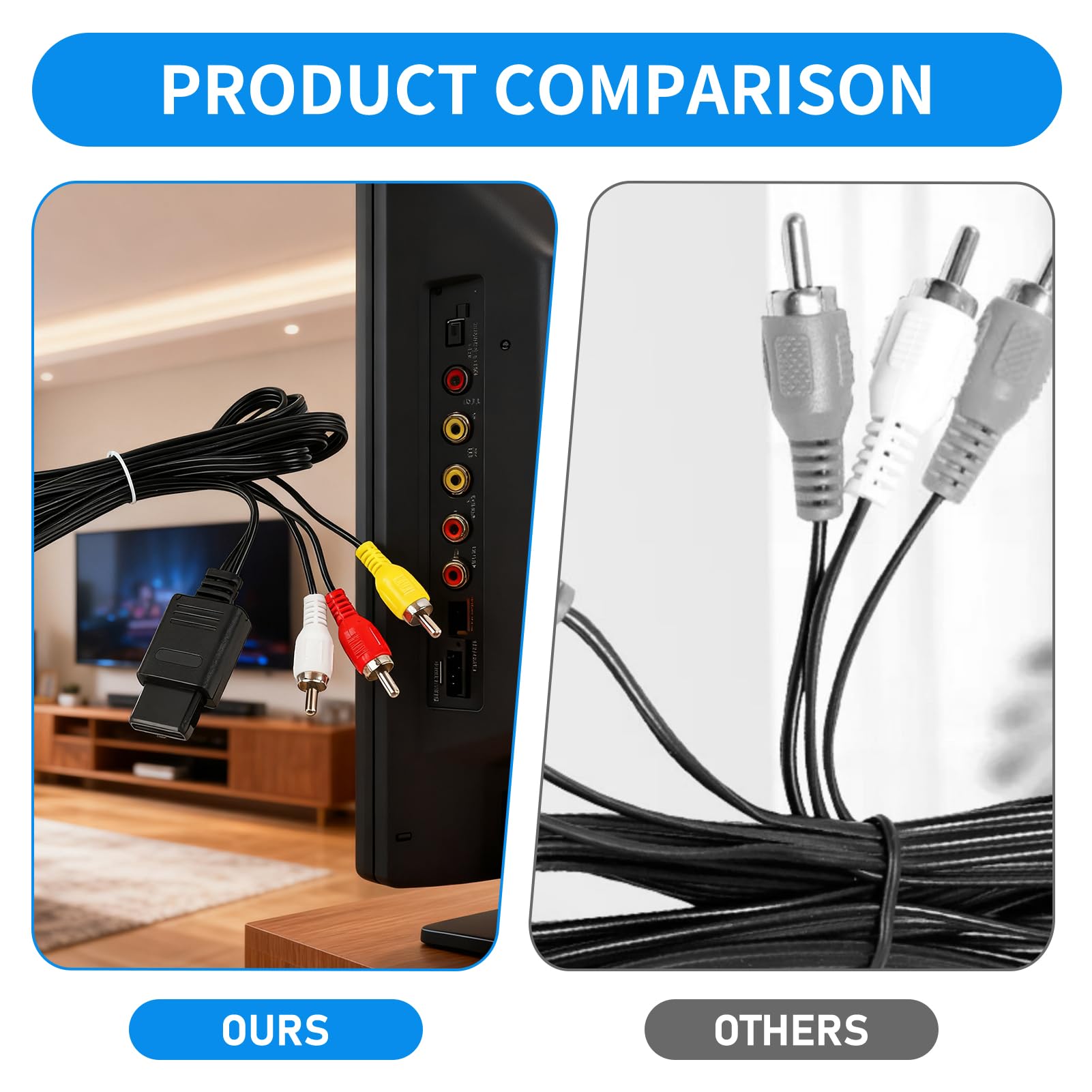 Cavo Audio Video RCA per GameCube, N64 e SNES - Cavo AV Stéréo di 1.75m (5.8ft) per Collegamento Facile a TV e Monitor - Audio e Video di Alta Qualità