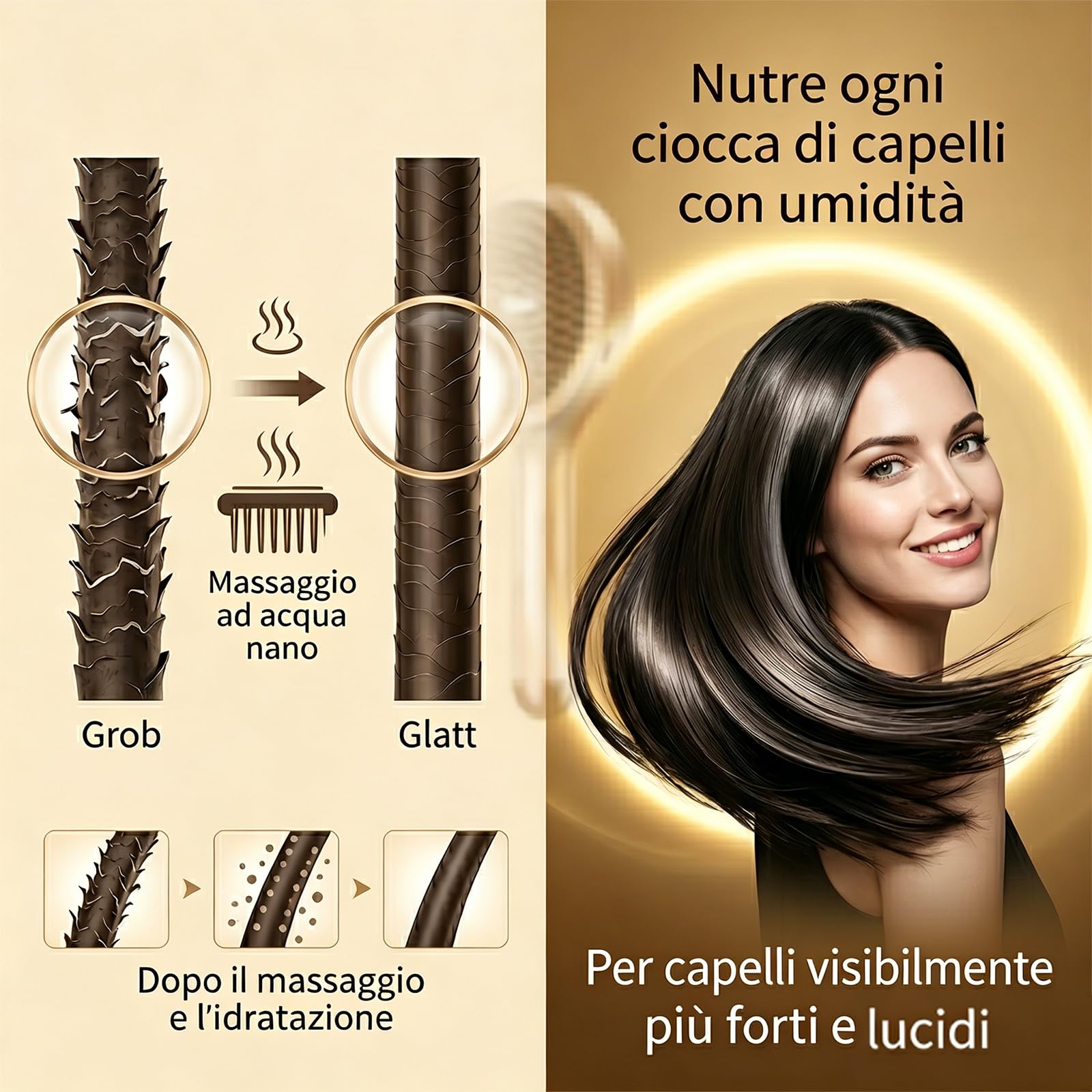 Spazzola Lisciante A Vapore Per Capelli, Pettine Districante Ricaricabile Con Olio, Per Donne E Ragazze, Viaggio Casa Lisciante Capelli Ricci Spessi (Nero1)
