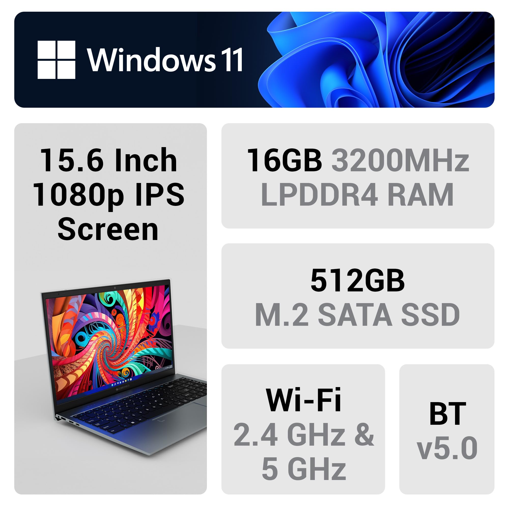 ZEBRONICS PRO Series Y NBC 2S, Intel Core 11th Gen i5 Processo