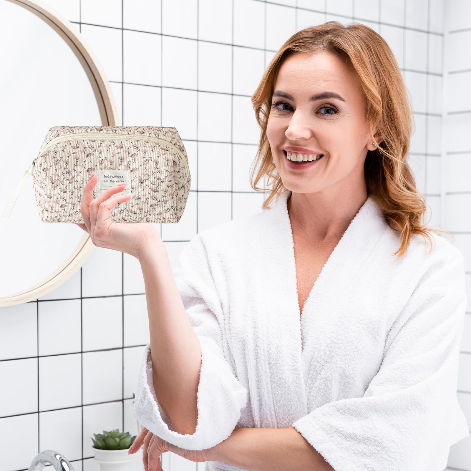 2 Pezzi Borsa per Cosmetici Donna, Borsa per Cosmetici per Donna Personalizzata Iniziale, Trousse Trucchi Organizer, Pochette da Viaggio Mare Elegante, Ideale Come Regalo da Viaggio