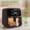 NutriChef Freidora de aire de vidrio de 4.2QT | 9 modos de cocción preestablecidos | Recipiente de vidrio para freír para mejores resultados de cocción | Cocine bistec, pollo, pescado, verduras, papas fritas y más | Control de temperatura y temporizador | Negro 7