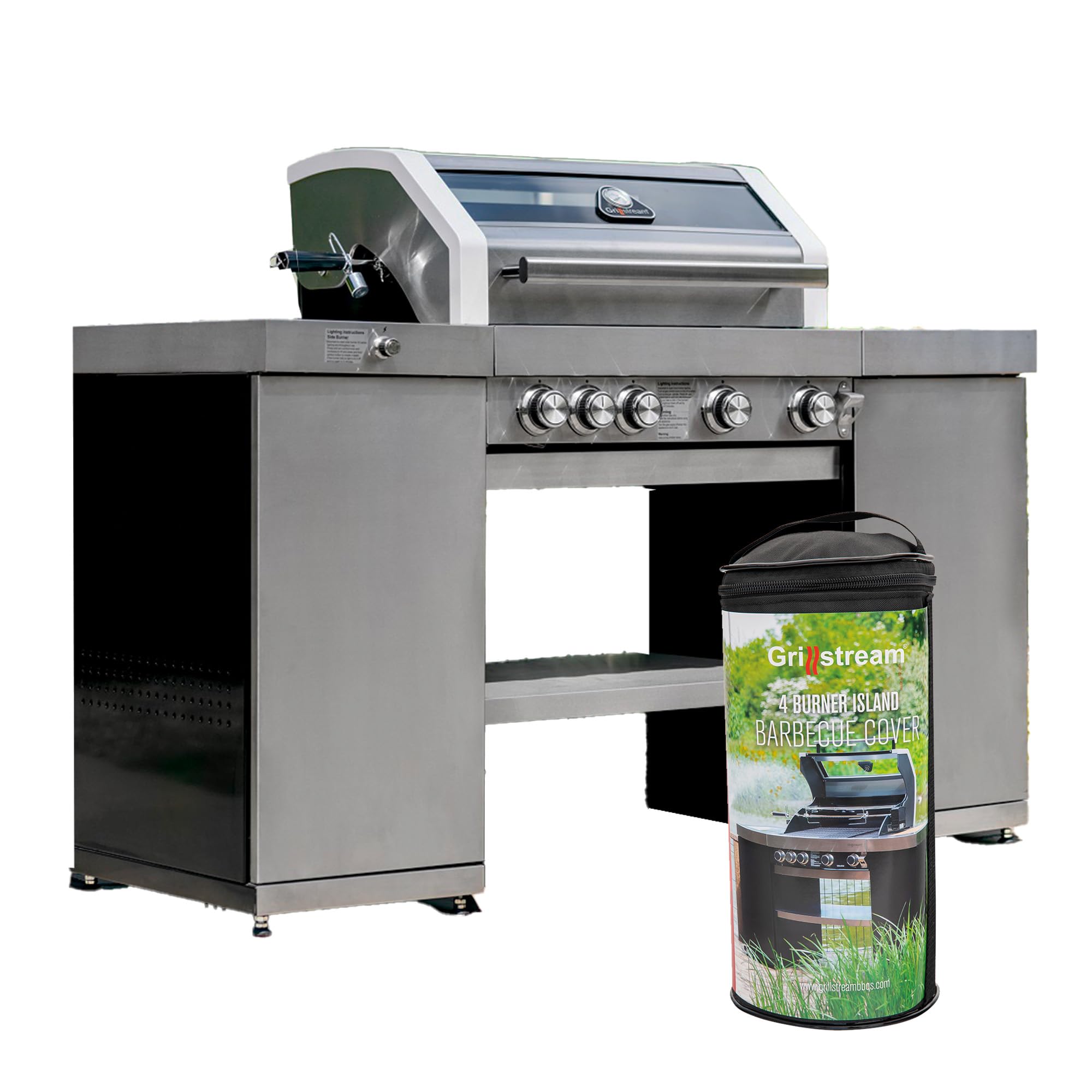 Grillstream Funda para barbacoa de 4 quemadores, resistente a los rayos UV y al agua, material transpirable y duradero con hebillas seguras