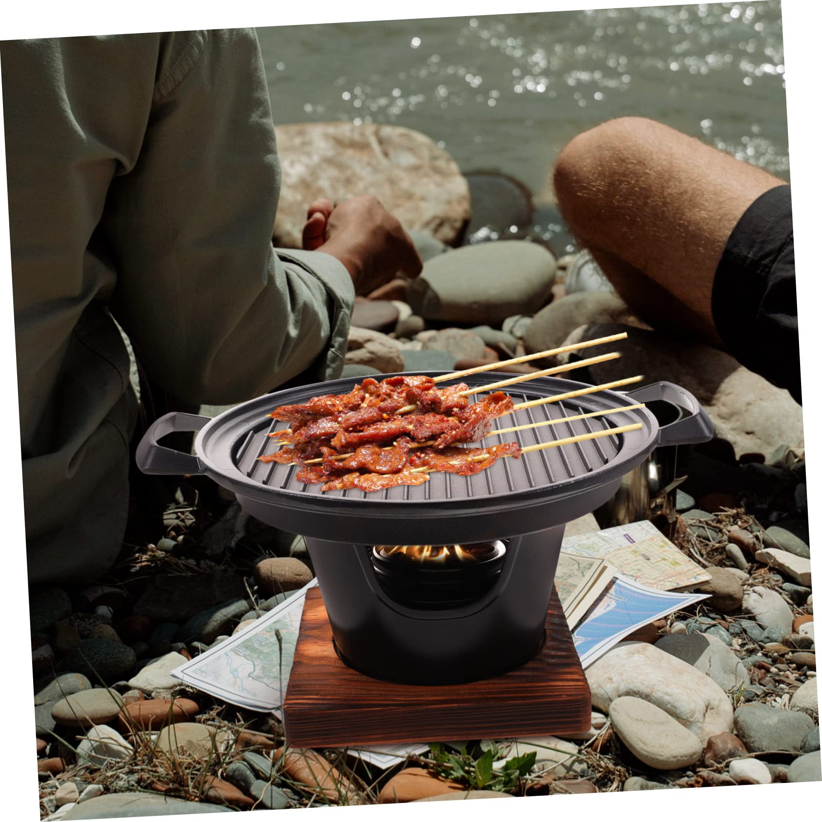 Toddmomy Barbecue Portatile Padella per Barbecue da Campeggio Mini all Aperto Forno per Arrosti Facile da Pulire e Resistente al Calore