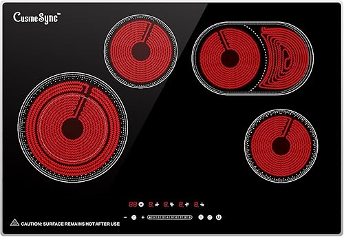 Miniatura 10 de Placa de Cocción Eléctrica de 2 Quemadores, Superficie de Cocina Eléctrica de 12 Pulgadas con 9 Niveles de Potencia, Control Táctil, Temporizador,