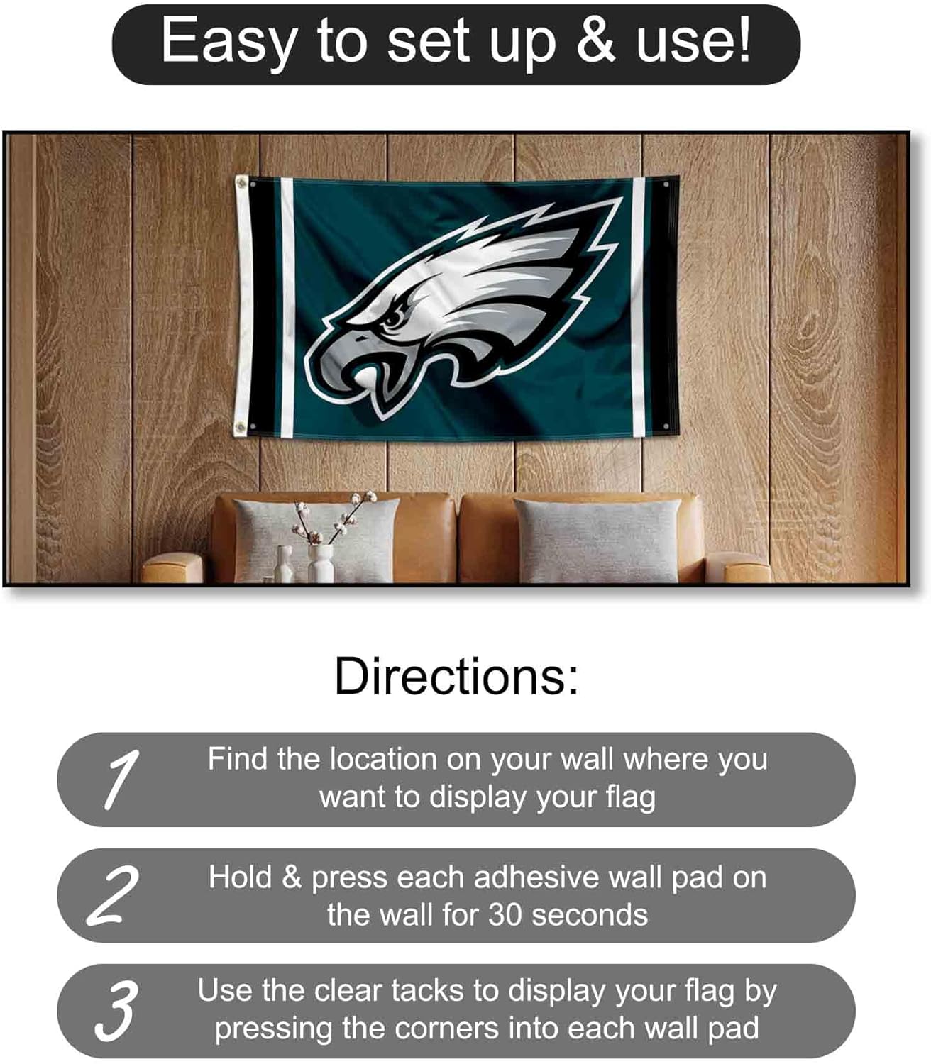 Philadelphia Eagles Logo Banner and Tapestry Wall Tack Pads - Image 4